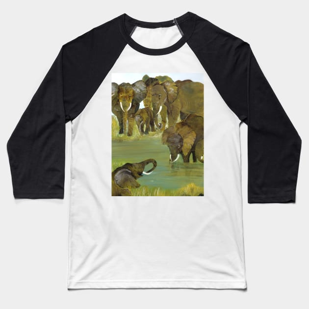 Africa Elephants Baseball T-Shirt by Cwang